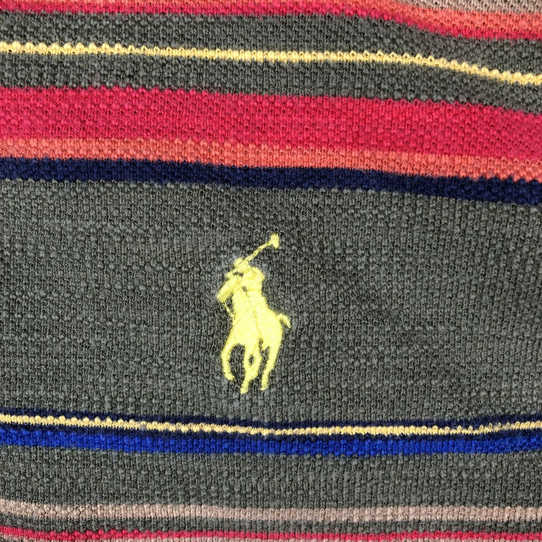 Ralph Lauren POLO by Ralph Lauren Multi-border short sleeve striped polo shirt Men's XL size cotton red type Vintage Second Hand