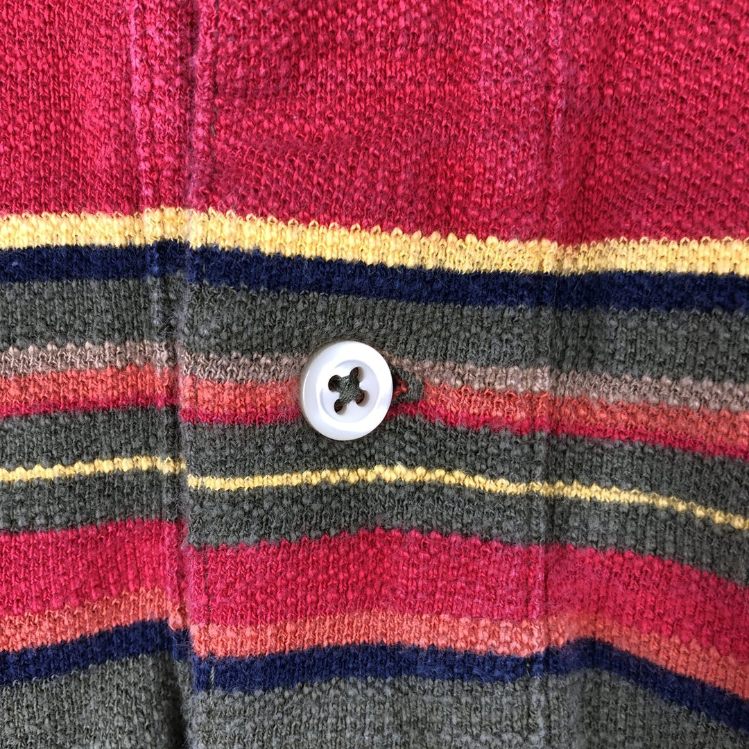 Ralph Lauren POLO by Ralph Lauren Multi-border short sleeve striped polo shirt Men's XL size cotton red type Vintage Second Hand
