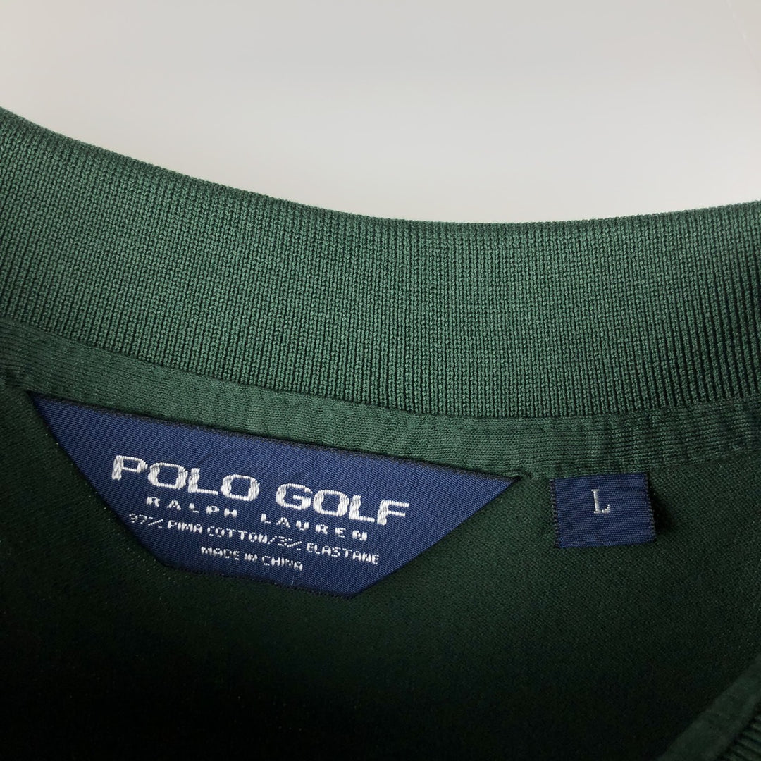 Ralph Lauren POLO GOLF Polo Golf short sleeve polo shirt for men size L Pima Cotton green type Vintage Second Hand