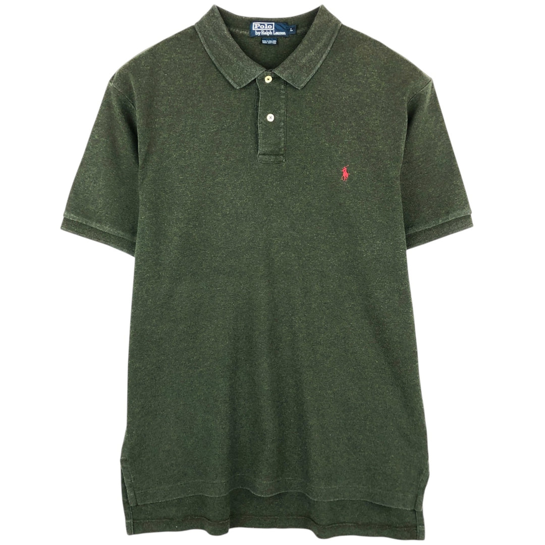 Ralph Lauren POLO by Ralph Lauren short sleeve polo shirt, men's size L cotton Khaki type Vintage Second Hand
