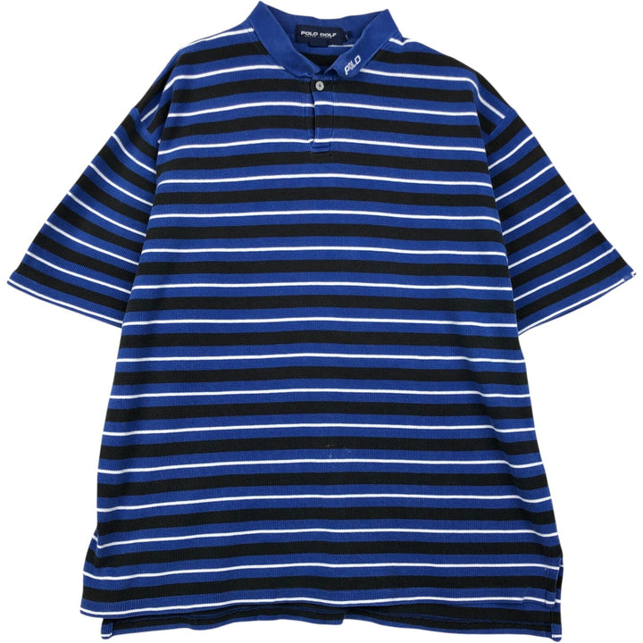Ralph Lauren POLO GOLF Short Sleeve Striped Polo Shirt Men's Size L cotton blue type Vintage Second Hand