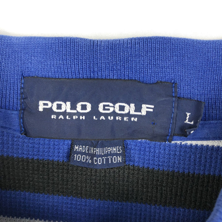 Ralph Lauren POLO GOLF Short Sleeve Striped Polo Shirt Men's Size L cotton blue type Vintage Second Hand
