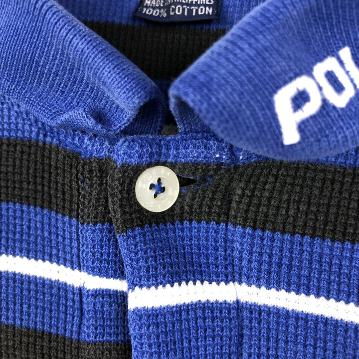 Ralph Lauren POLO GOLF Short Sleeve Striped Polo Shirt Men's Size L cotton blue type Vintage Second Hand