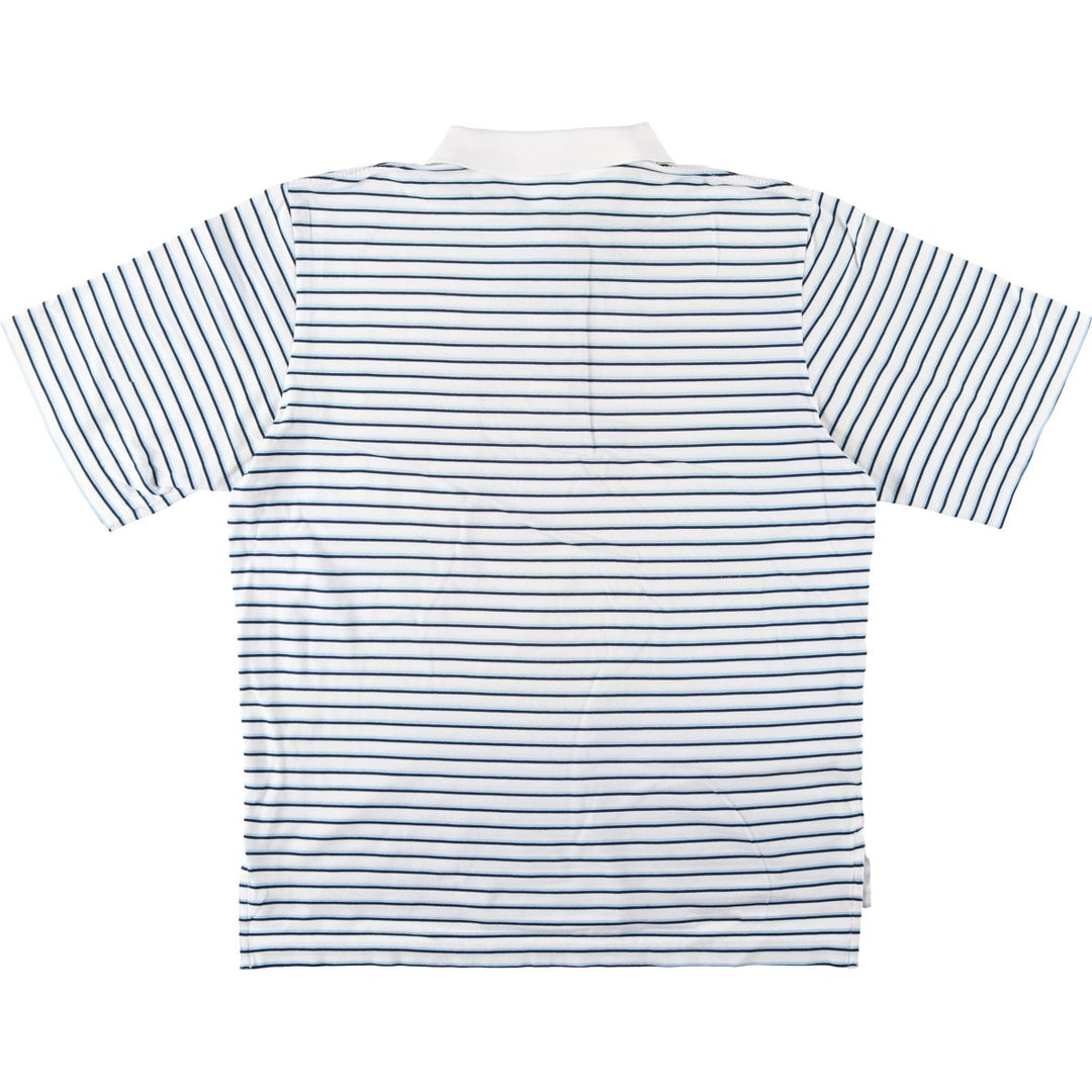 Ralph Lauren POLO GOLF Multi-border short sleeve striped polo shirt, men's size L Pima Cotton white type Vintage Second Hand
