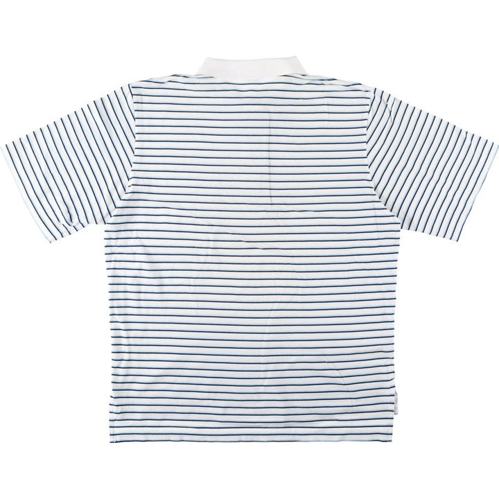 Ralph Lauren POLO GOLF Multi-border short sleeve striped polo shirt, men's size L Pima Cotton white type Vintage Second Hand