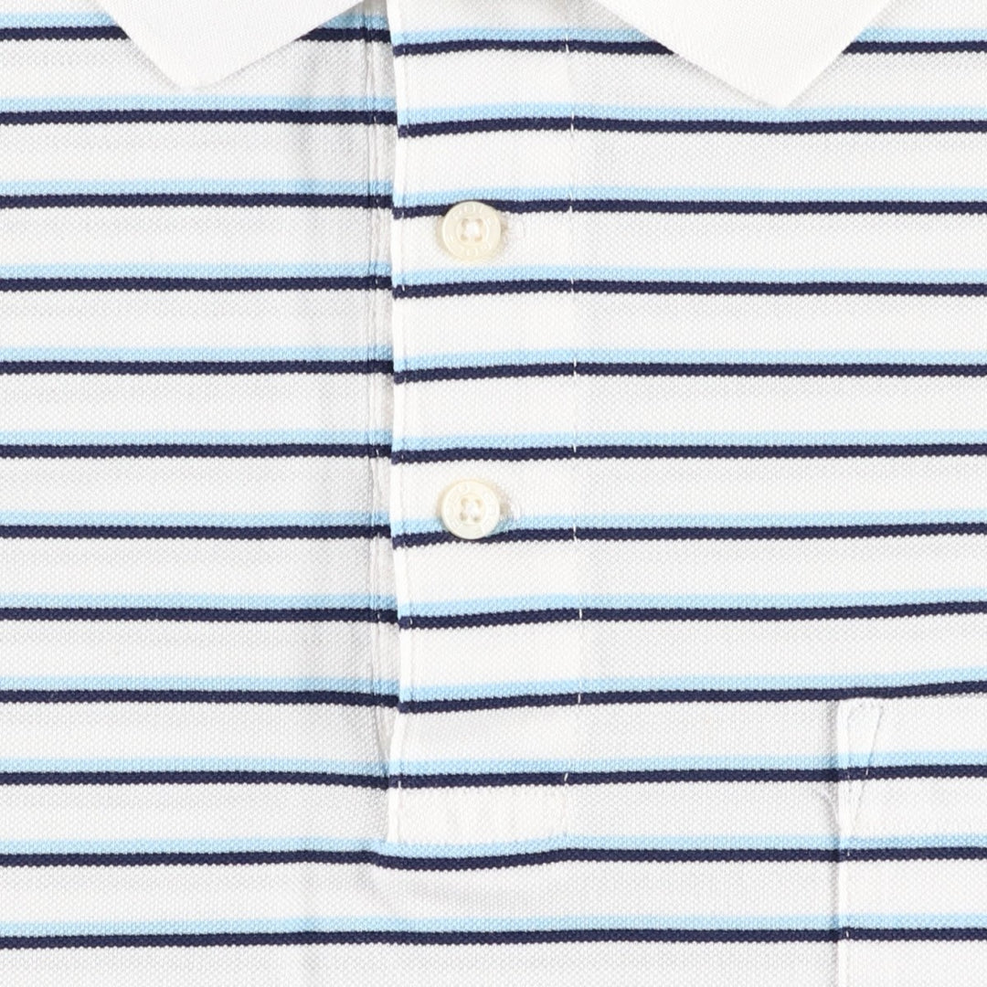 Ralph Lauren POLO GOLF Multi-border short sleeve striped polo shirt, men's size L Pima Cotton white type Vintage Second Hand