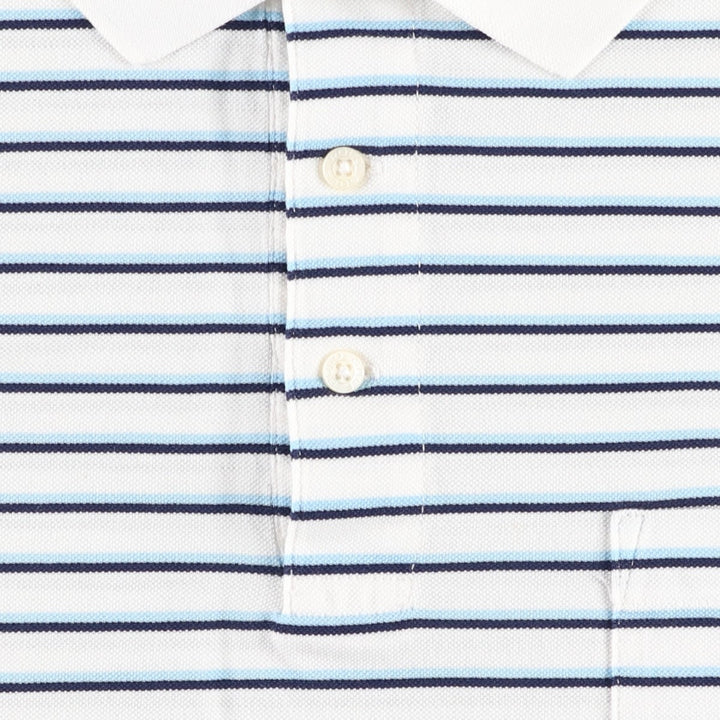 Ralph Lauren POLO GOLF Multi-border short sleeve striped polo shirt, men's size L Pima Cotton white type Vintage Second Hand