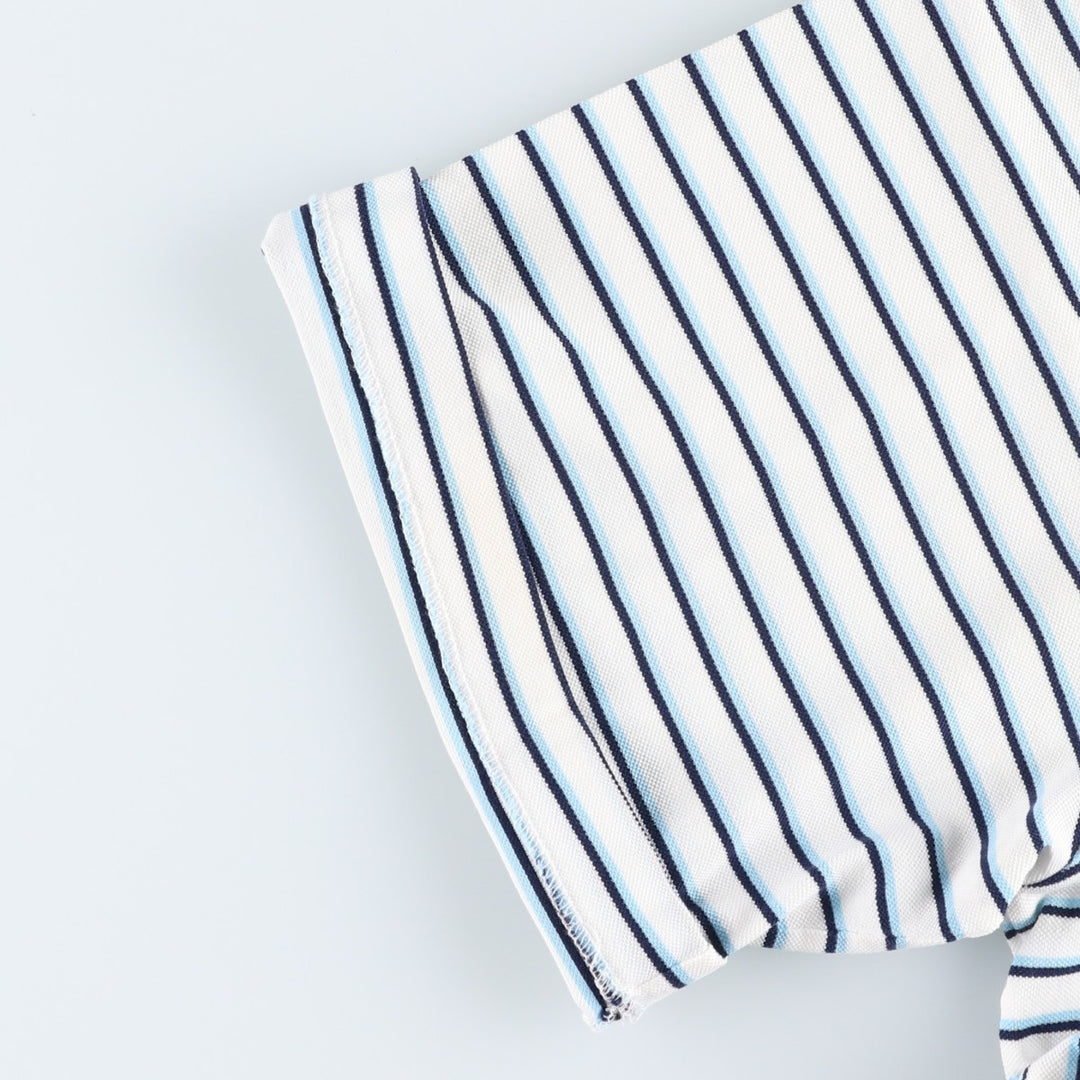 Ralph Lauren POLO GOLF Multi-border short sleeve striped polo shirt, men's size L Pima Cotton white type Vintage Second Hand