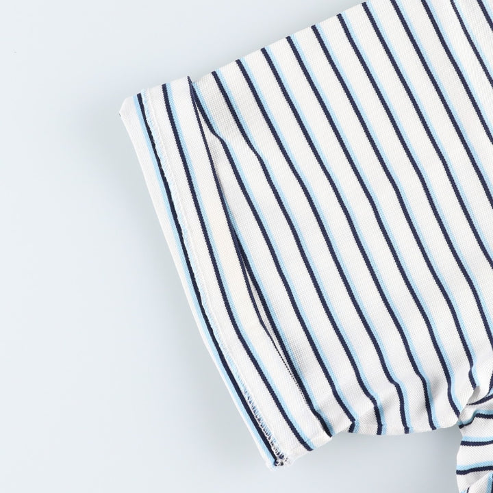 Ralph Lauren POLO GOLF Multi-border short sleeve striped polo shirt, men's size L Pima Cotton white type Vintage Second Hand