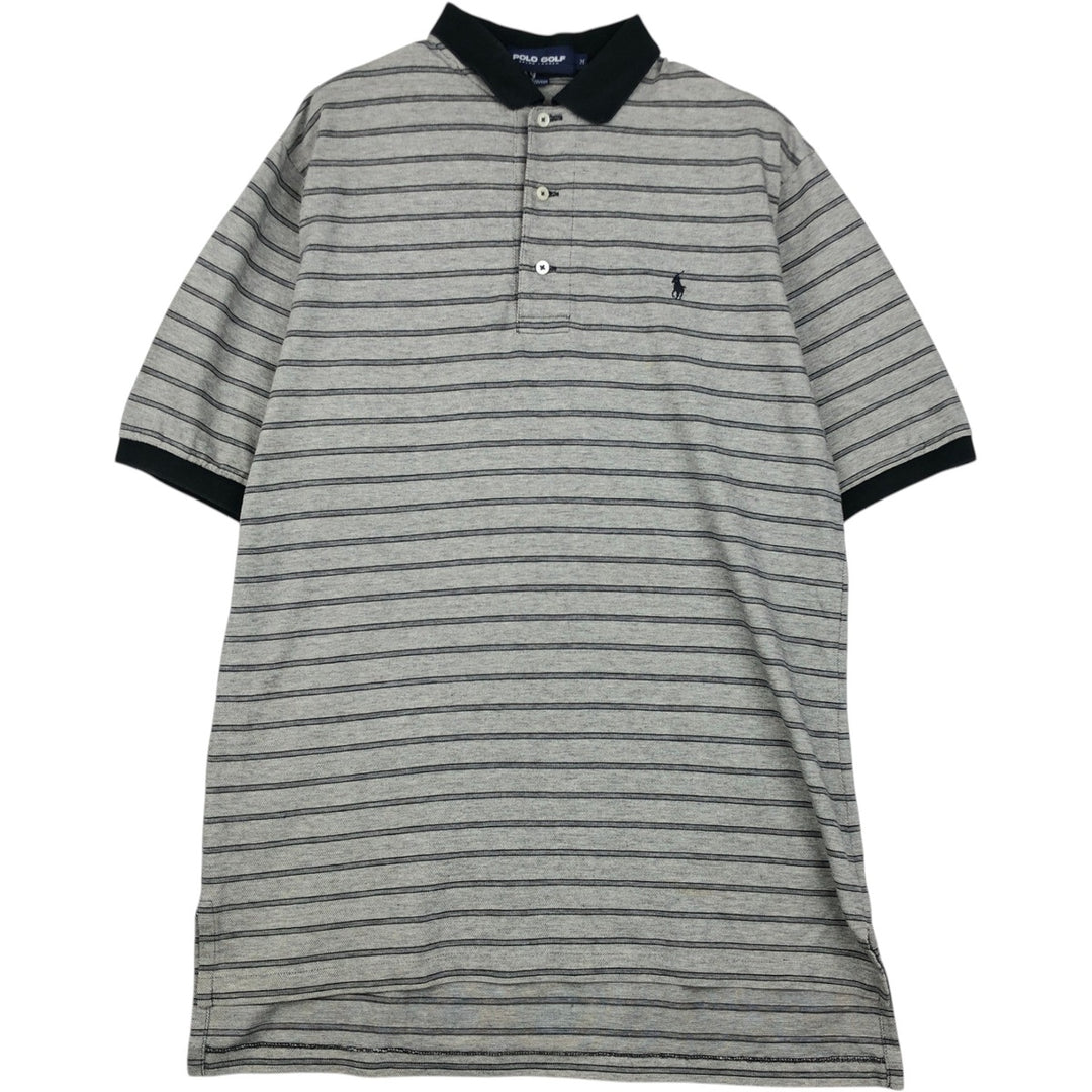 Ralph Lauren POLO GOLF Polo Golf short sleeve striped polo shirt men's size M cotton gray type Vintage Second Hand