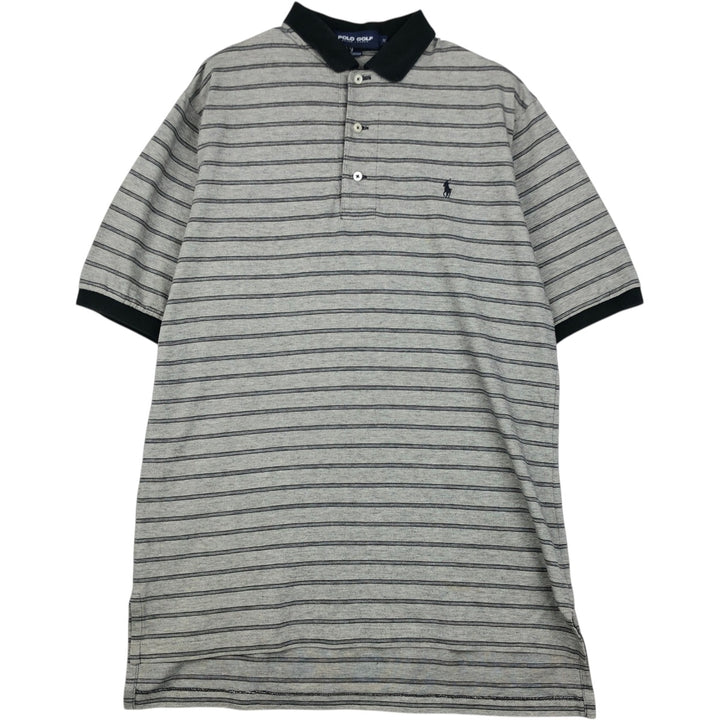 Ralph Lauren POLO GOLF Polo Golf short sleeve striped polo shirt men's size M cotton gray type Vintage Second Hand