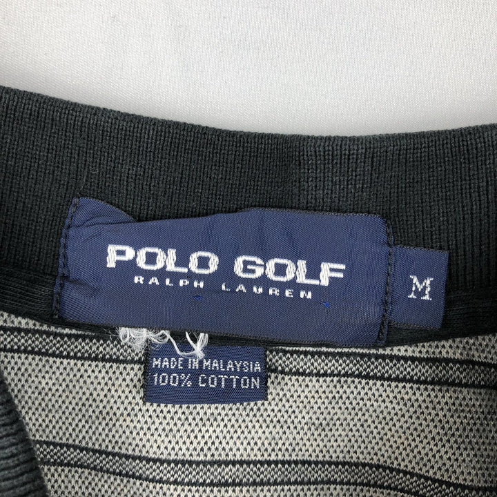 Ralph Lauren POLO GOLF Polo Golf short sleeve striped polo shirt men's size M cotton gray type Vintage Second Hand