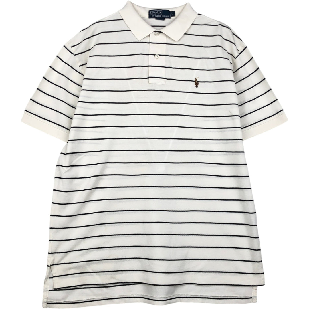 Ralph Lauren POLO by Ralph Lauren short sleeve striped polo shirt, men's size L Pima Cotton white type Vintage Second Hand