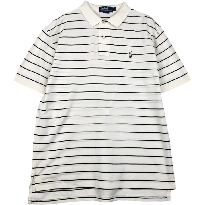 Ralph Lauren POLO by Ralph Lauren short sleeve striped polo shirt, men's size L Pima Cotton white type Vintage Second Hand