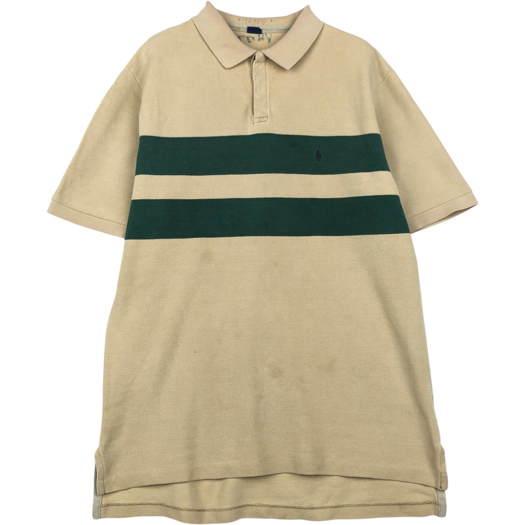 Ralph Lauren short sleeve polo shirt, size L for men cotton Beige type Vintage Second Hand
