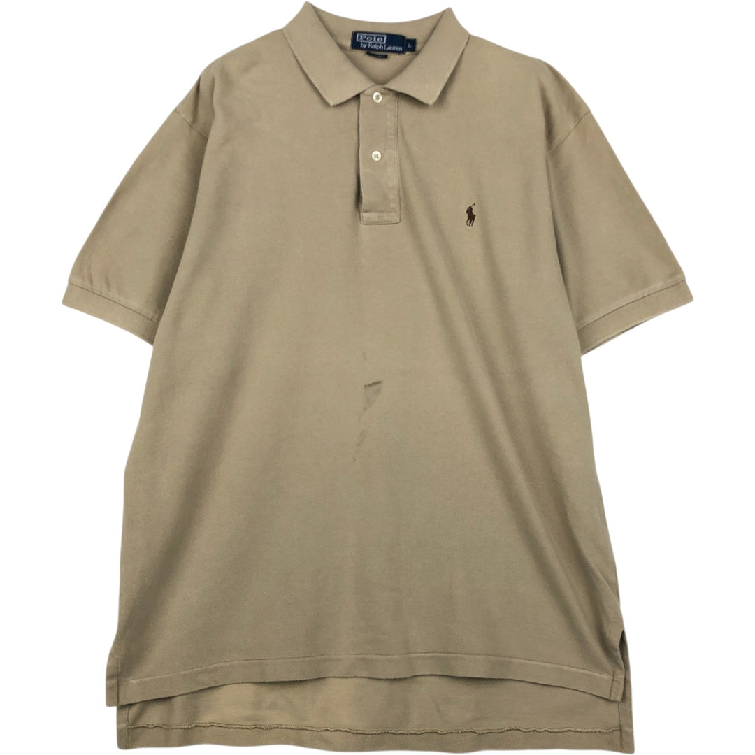 Ralph Lauren POLO by Ralph Lauren short sleeve polo shirt, men's size L cotton Beige type Vintage Second Hand