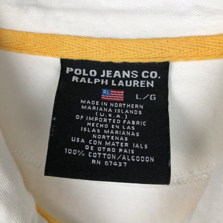 2000'S Ralph Lauren POLO JEANS COMPANY Short-Sleeve Polo Shirt, Men's Size L (approx.) cotton white type Vintage Second Hand