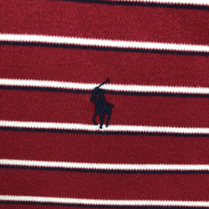Ralph Lauren POLO by Ralph Lauren short sleeve striped polo shirt, men's XL size cotton red type Vintage Second Hand
