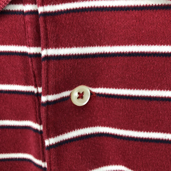 Ralph Lauren POLO by Ralph Lauren short sleeve striped polo shirt, men's XL size cotton red type Vintage Second Hand