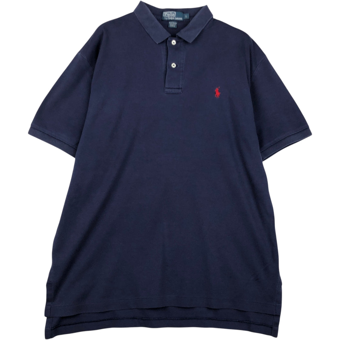 Ralph Lauren POLO by Ralph Lauren short sleeve polo shirt, men's size L cotton navy blue type Vintage Second Hand