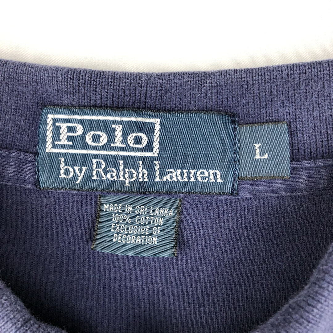 Ralph Lauren POLO by Ralph Lauren short sleeve polo shirt, men's size L cotton navy blue type Vintage Second Hand