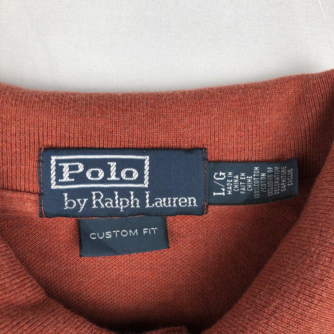 Ralph Lauren POLO by Ralph Lauren CUSTOM FIT short sleeve polo shirt, men's size L cotton orange type Vintage Second Hand