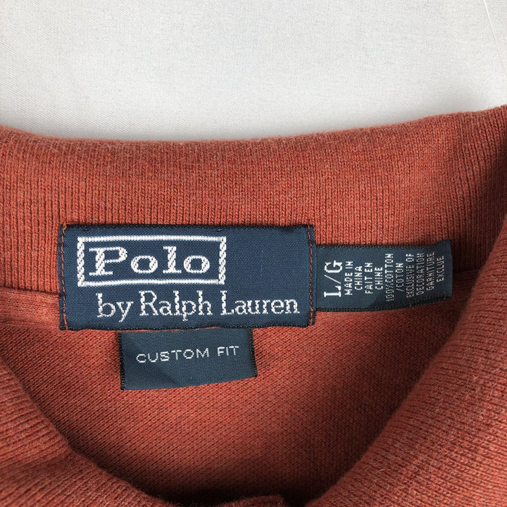 Ralph Lauren POLO by Ralph Lauren CUSTOM FIT short sleeve polo shirt, men's size L cotton orange type Vintage Second Hand