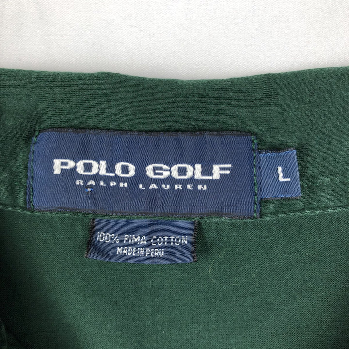 Ralph Lauren POLO GOLF Open Collar Short Sleeve Polo Shirt, Men's Size L (approx.) Pima Cotton Green type dark green Vintage Second Hand