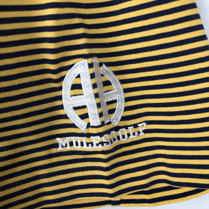 Ralph Lauren POLO GOLF Polo Golf short sleeve striped polo shirt men's size M Pima Cotton navy blue type Vintage Second Hand
