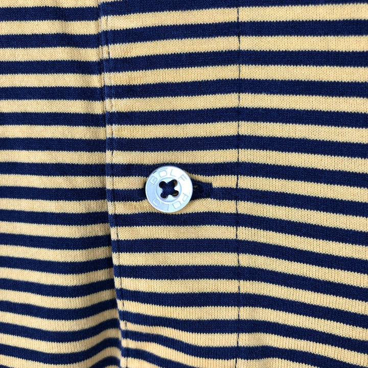 Ralph Lauren POLO GOLF Polo Golf short sleeve striped polo shirt men's size M Pima Cotton navy blue type Vintage Second Hand