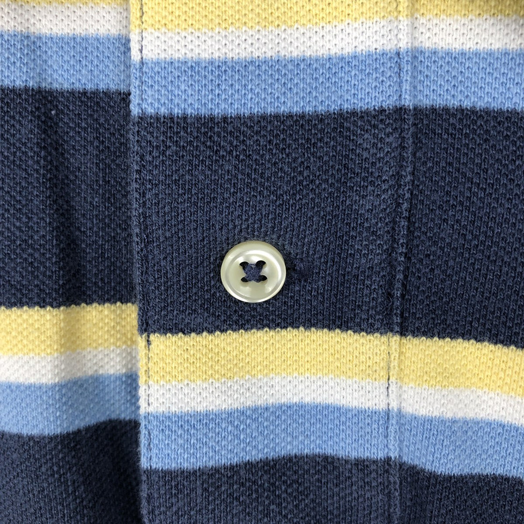 Ralph Lauren POLO by Ralph Lauren CUSTOM FIT Multi-stripe Short-Sleeve Polo Shirt, Men's Size XL (approx.) cotton navy blue type Vintage Second Hand