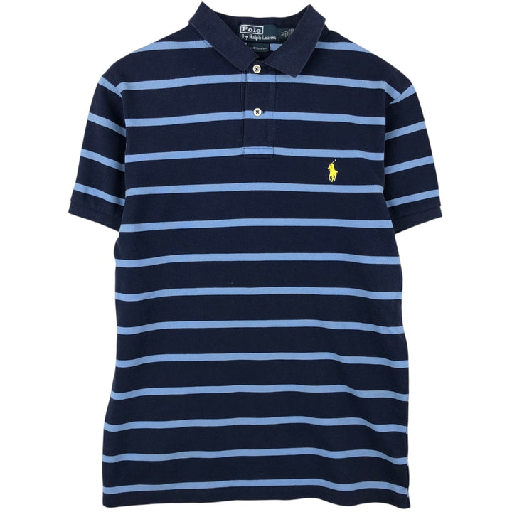 Ralph Lauren POLO by Ralph Lauren CUSTOM FIT short sleeve striped polo shirt men's size M cotton blue type Vintage Second Hand