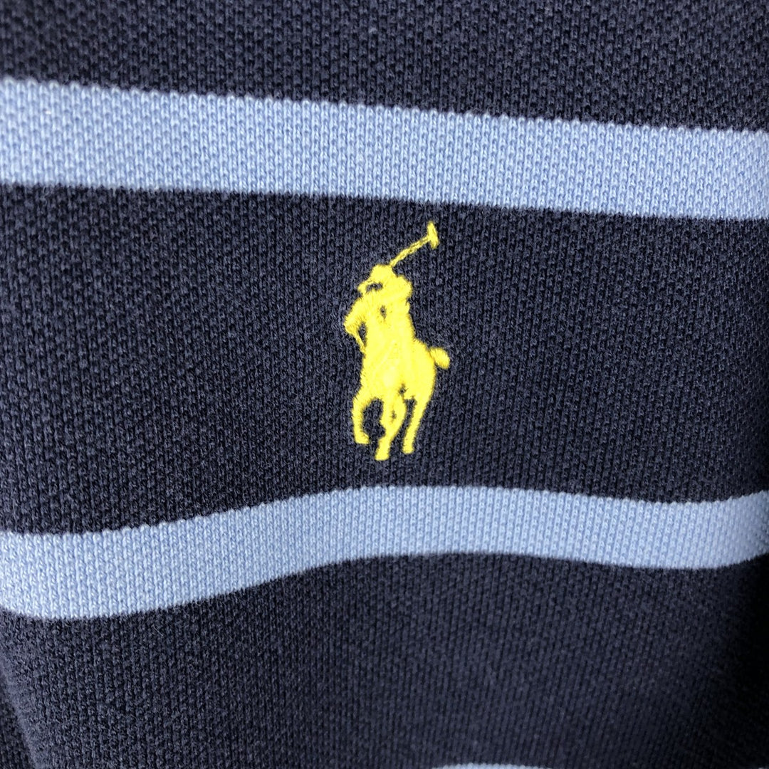 Ralph Lauren POLO by Ralph Lauren CUSTOM FIT short sleeve striped polo shirt men's size M cotton blue type Vintage Second Hand