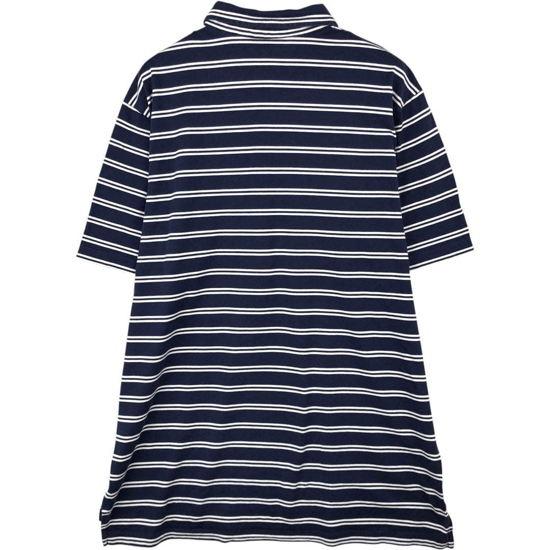 Ralph Lauren POLO GOLF Vintage Lisle Short-Sleeve Striped Polo Shirt, Men's Size XL (approx.) cotton navy blue type Vintage Second Hand