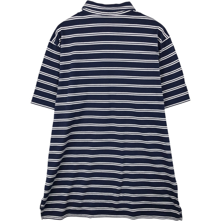 Ralph Lauren POLO GOLF Vintage Lisle Short-Sleeve Striped Polo Shirt, Men's Size XL (approx.) cotton navy blue type Vintage Second Hand
