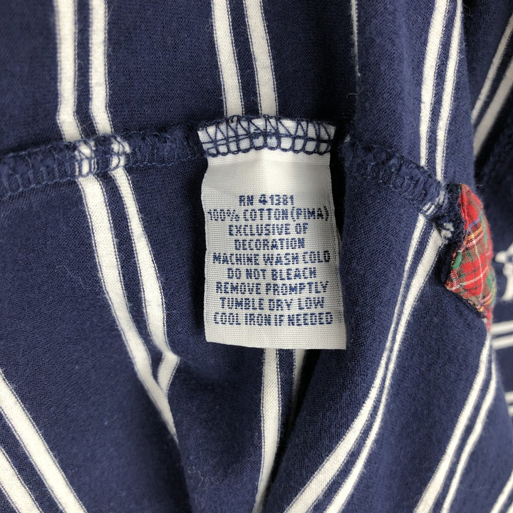 Ralph Lauren POLO GOLF Vintage Lisle Short-Sleeve Striped Polo Shirt, Men's Size XL (approx.) cotton navy blue type Vintage Second Hand