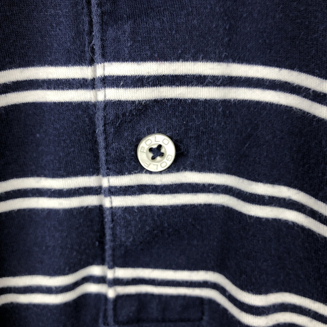 Ralph Lauren POLO GOLF Vintage Lisle Short-Sleeve Striped Polo Shirt, Men's Size XL (approx.) cotton navy blue type Vintage Second Hand