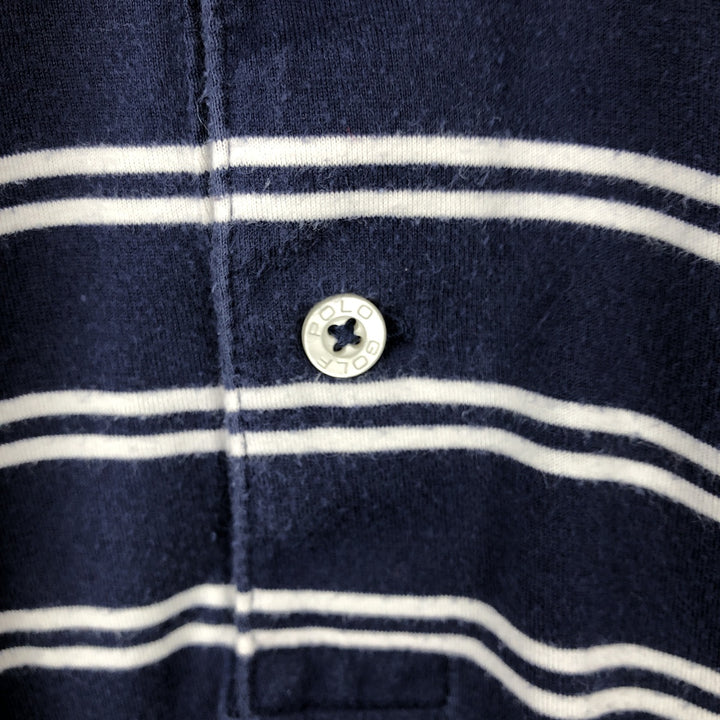 Ralph Lauren POLO GOLF Vintage Lisle Short-Sleeve Striped Polo Shirt, Men's Size XL (approx.) cotton navy blue type Vintage Second Hand