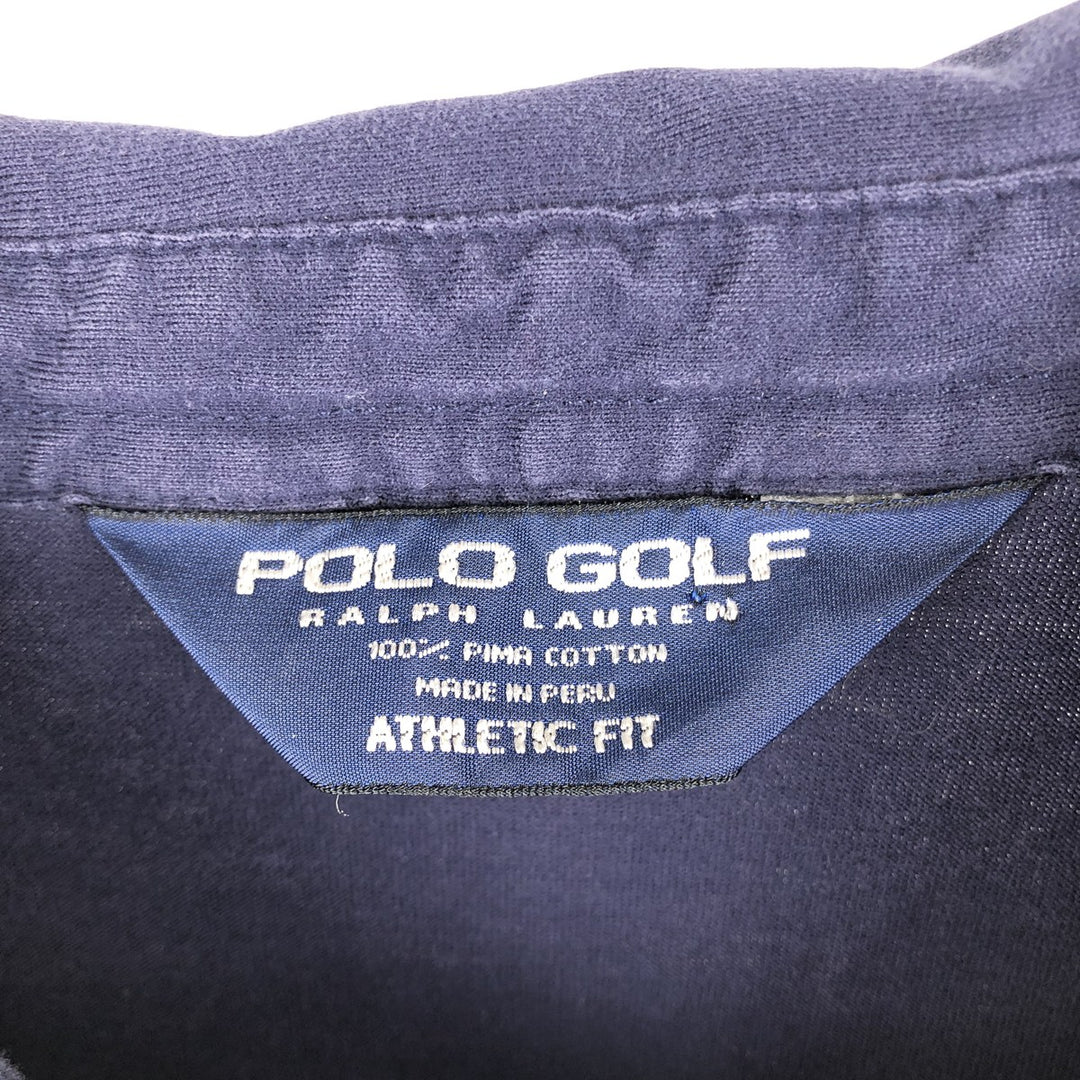 Ralph Lauren POLO GOLF short-sleeved polo shirt, made in Peru, men's size XL (approx.) Pima Cotton navy blue type Vintage Second Hand