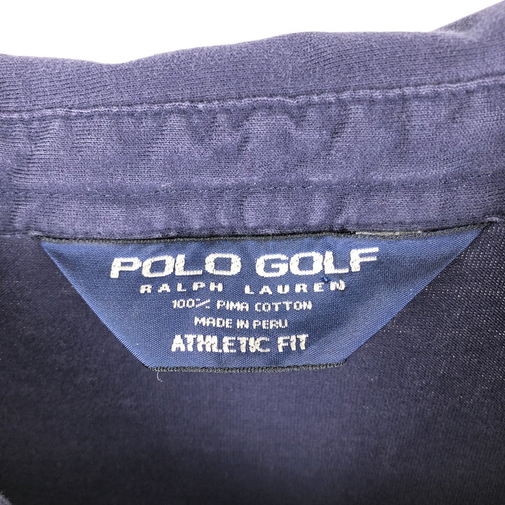 Ralph Lauren POLO GOLF short-sleeved polo shirt, made in Peru, men's size XL (approx.) Pima Cotton navy blue type Vintage Second Hand