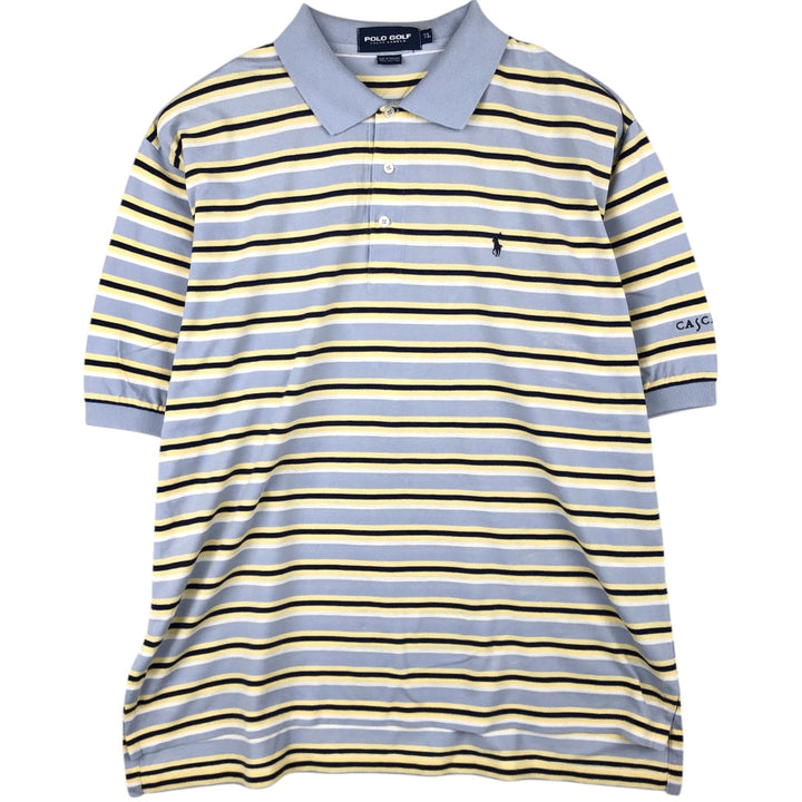 Ralph Lauren POLO GOLF Short Sleeve Striped Polo Shirt Men's XL cotton Blue type light blue Vintage Second Hand