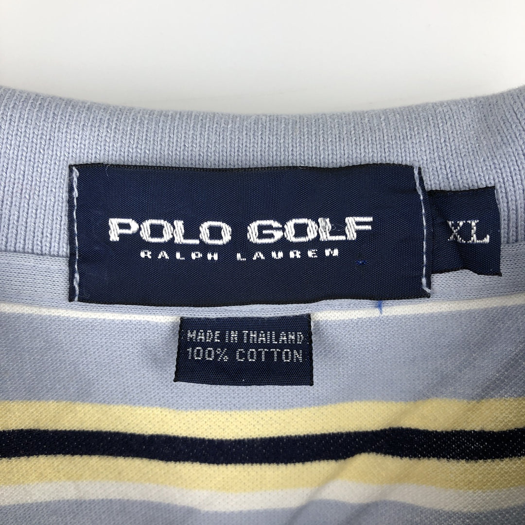 Ralph Lauren POLO GOLF Short Sleeve Striped Polo Shirt Men's XL cotton Blue type light blue Vintage Second Hand