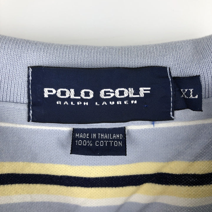 Ralph Lauren POLO GOLF Short Sleeve Striped Polo Shirt Men's XL cotton Blue type light blue Vintage Second Hand