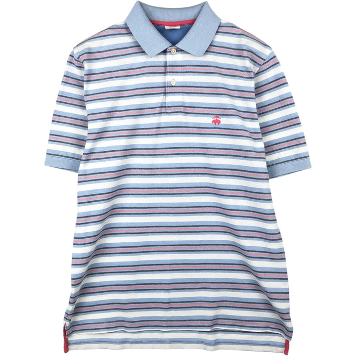 Brooks Brothers 1818 Short-Sleeve Striped Polo Shirt, Men's Size M (approx.) cotton white type Vintage Second Hand