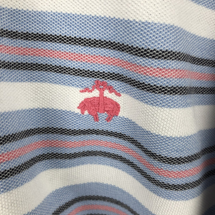 Brooks Brothers 1818 Short-Sleeve Striped Polo Shirt, Men's Size M (approx.) cotton white type Vintage Second Hand