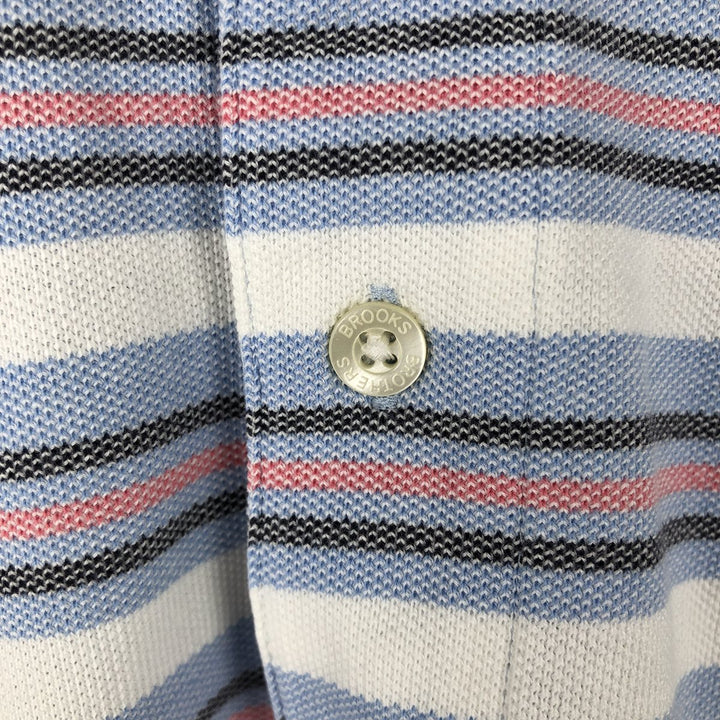Brooks Brothers 1818 Short-Sleeve Striped Polo Shirt, Men's Size M (approx.) cotton white type Vintage Second Hand