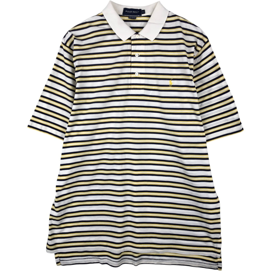 Ralph Lauren POLO GOLF Multi-border short sleeve striped polo shirt Men's XL size cotton white type Vintage Second Hand