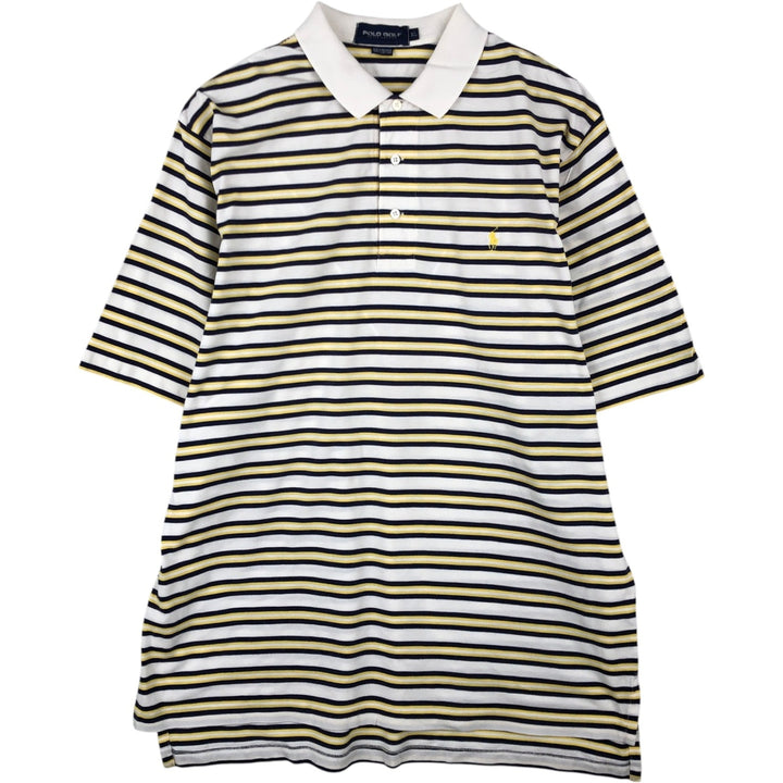 Ralph Lauren POLO GOLF Multi-border short sleeve striped polo shirt Men's XL size cotton white type Vintage Second Hand