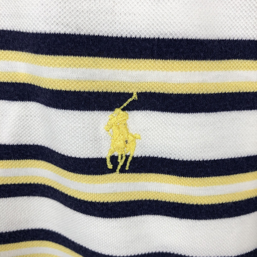 Ralph Lauren POLO GOLF Multi-border short sleeve striped polo shirt Men's XL size cotton white type Vintage Second Hand