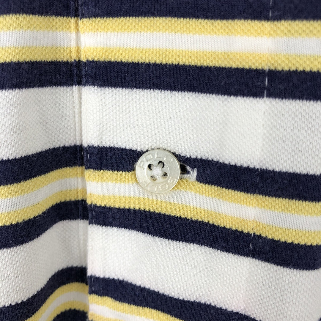 Ralph Lauren POLO GOLF Multi-border short sleeve striped polo shirt Men's XL size cotton white type Vintage Second Hand